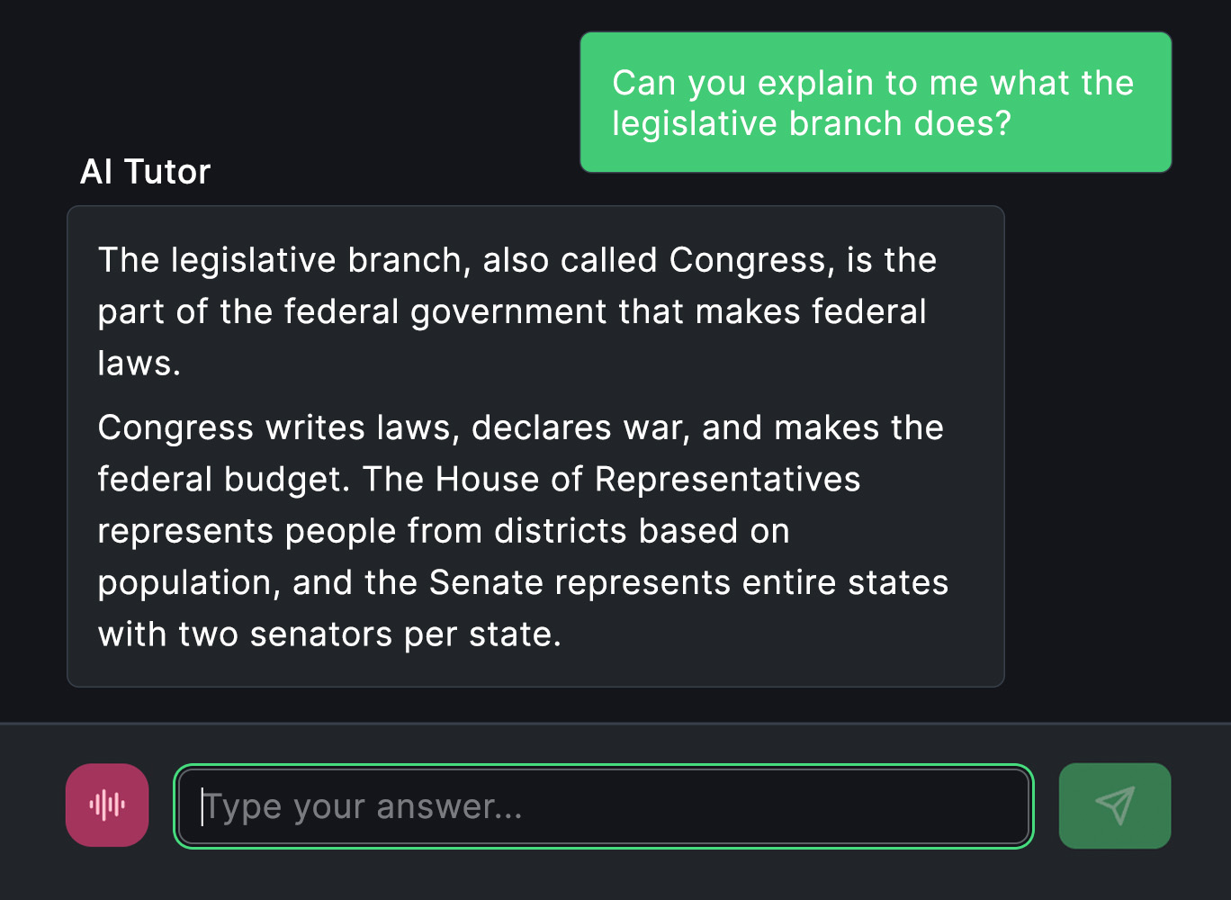 Practice with the AI tutor