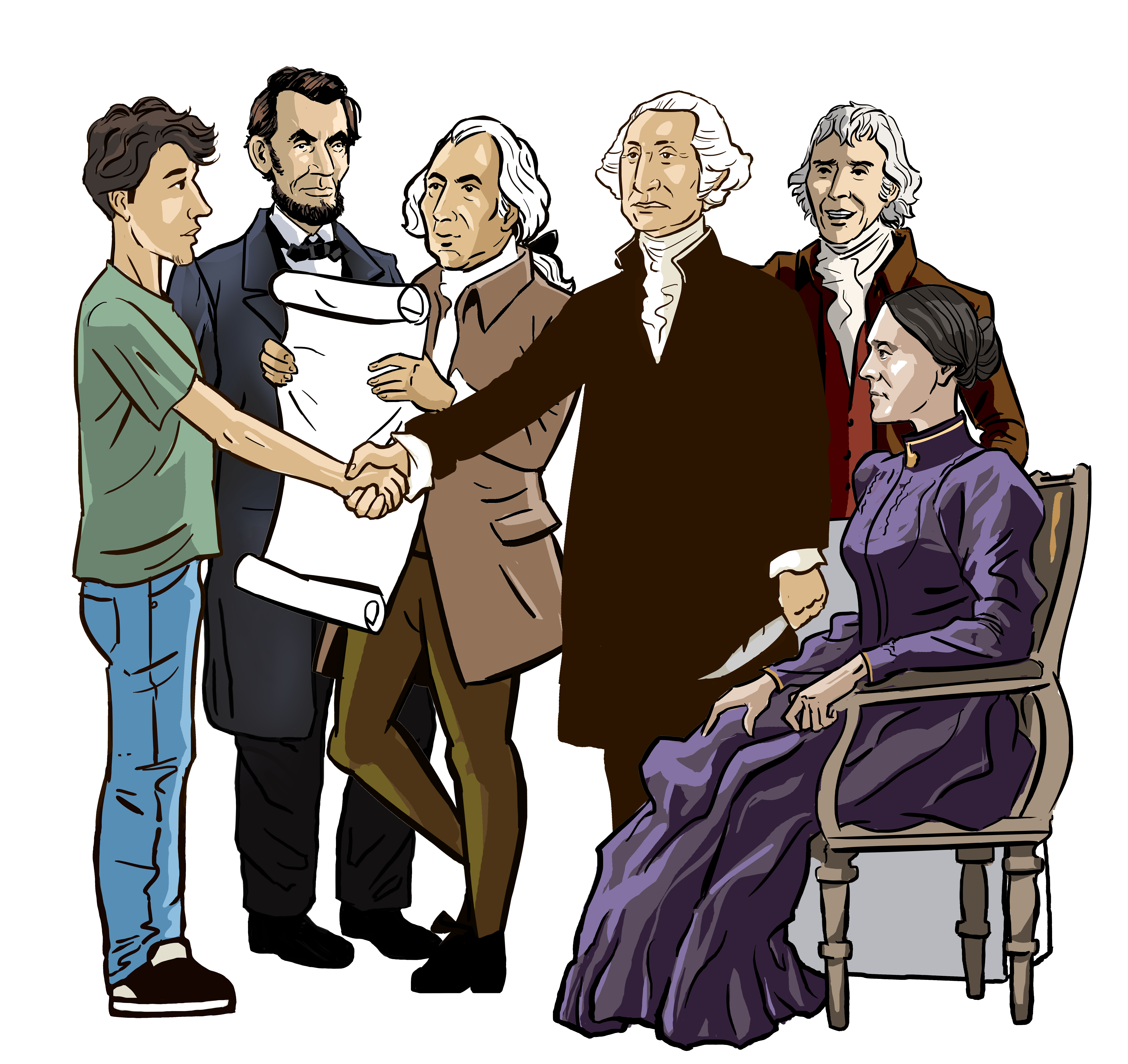 Carlos with historical figures