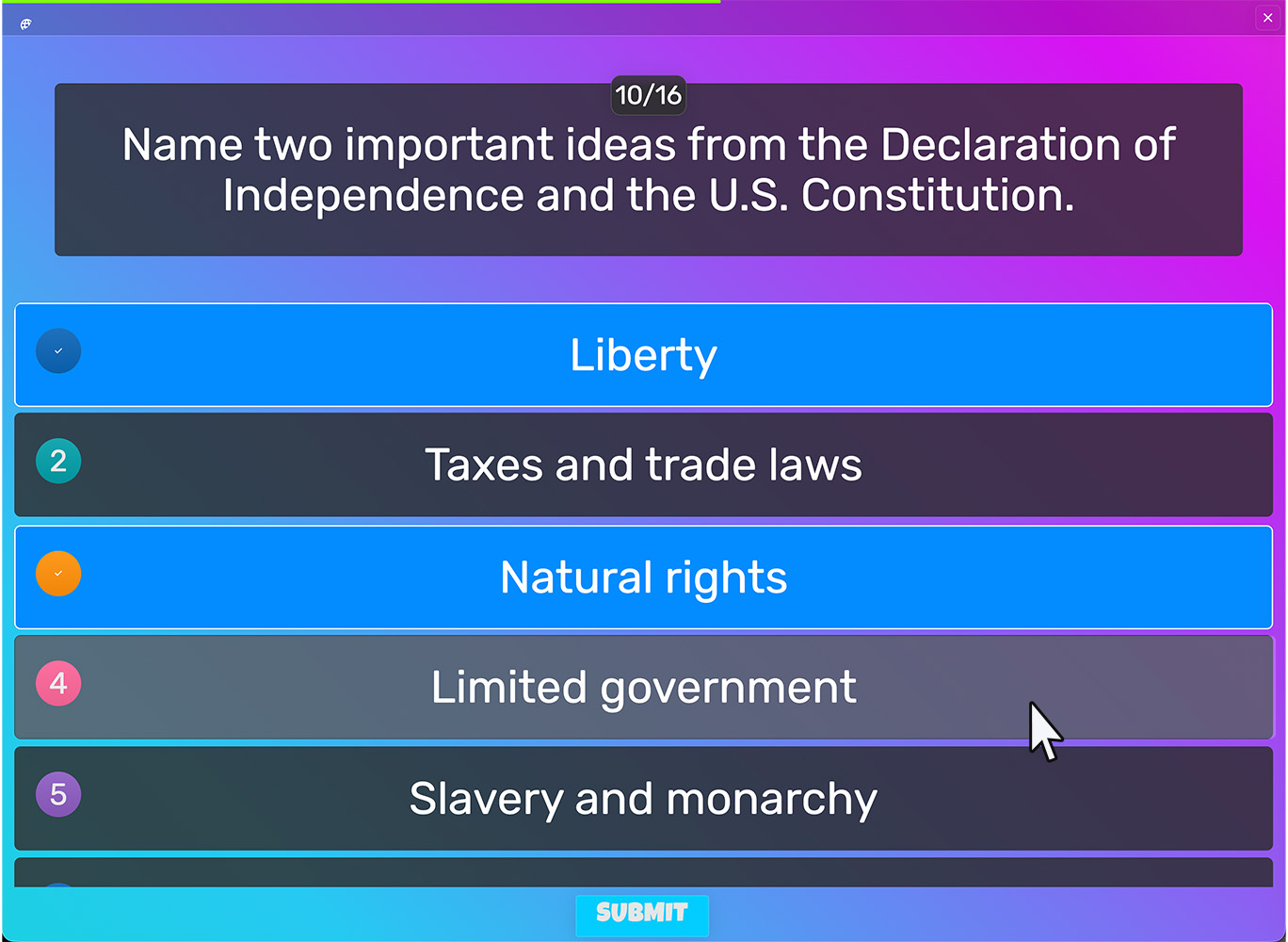 Take quick quizzes